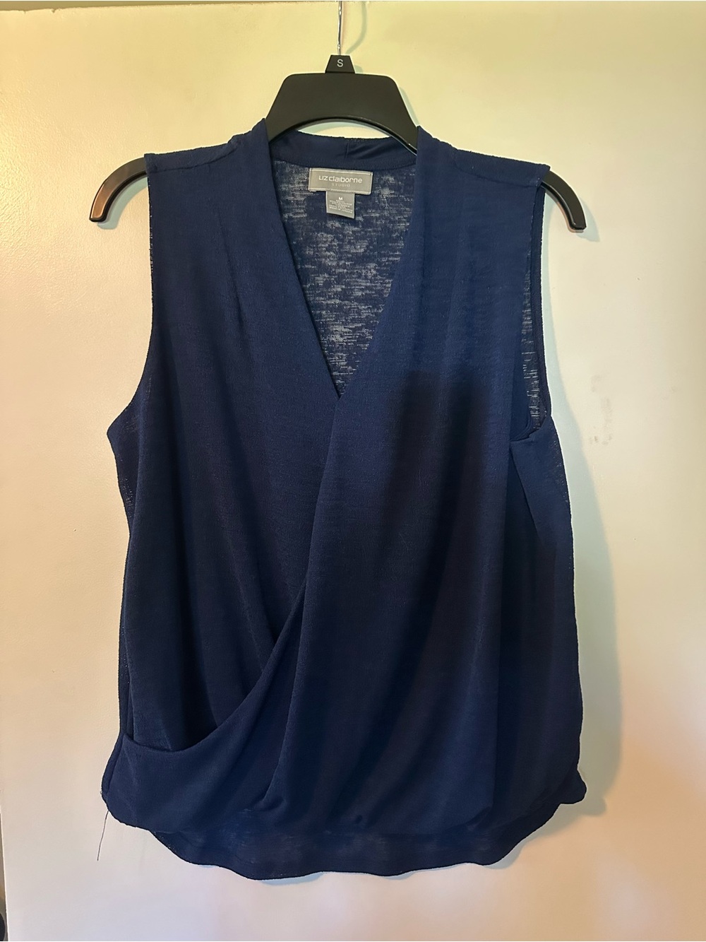 Liz Claiborne Navy Sleeveless Wrap-Front Camisole